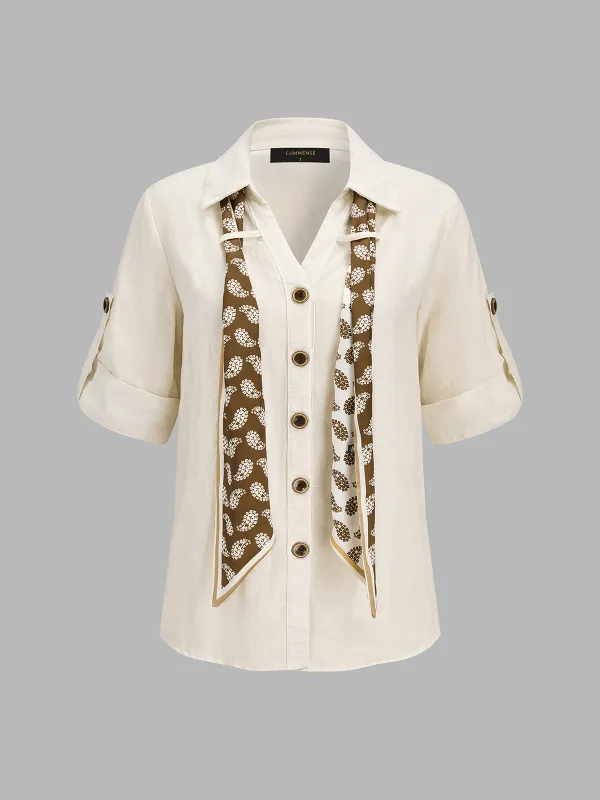Paisley Scarf Tie Collared Shirt made by COMMENSE
