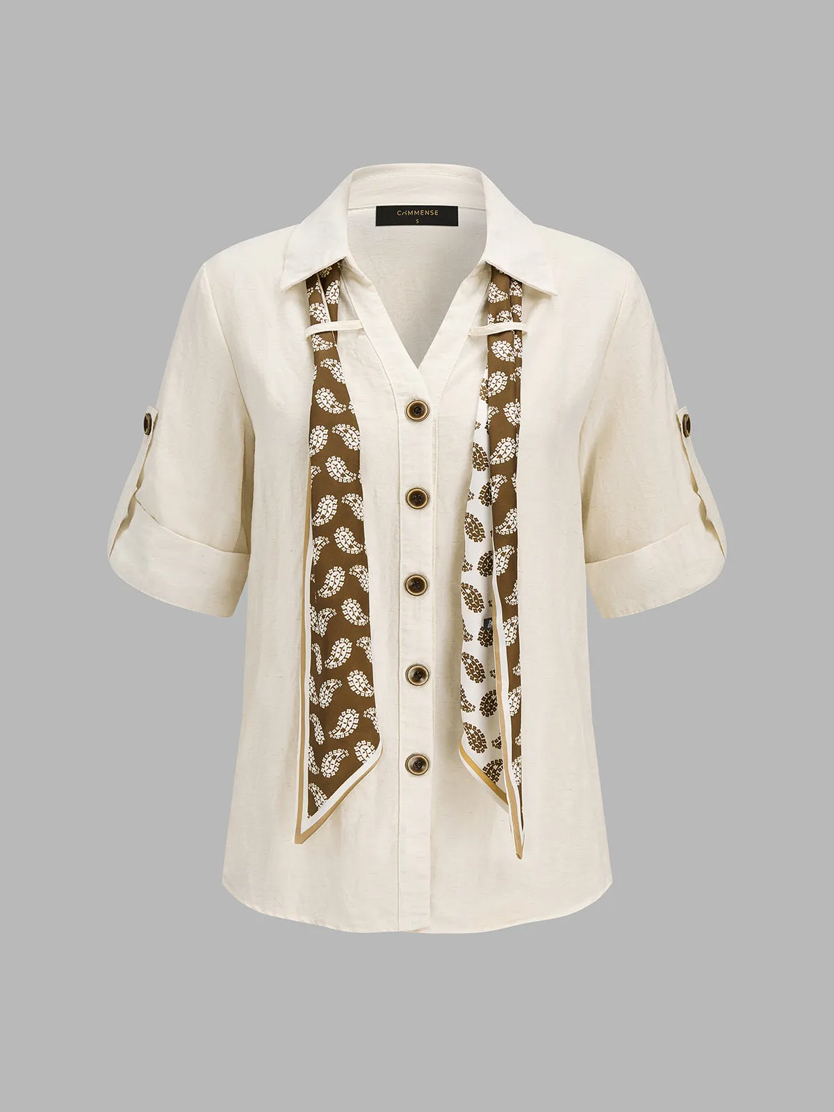 Paisley Scarf Tie Collared Shirt sold by COMMENSE