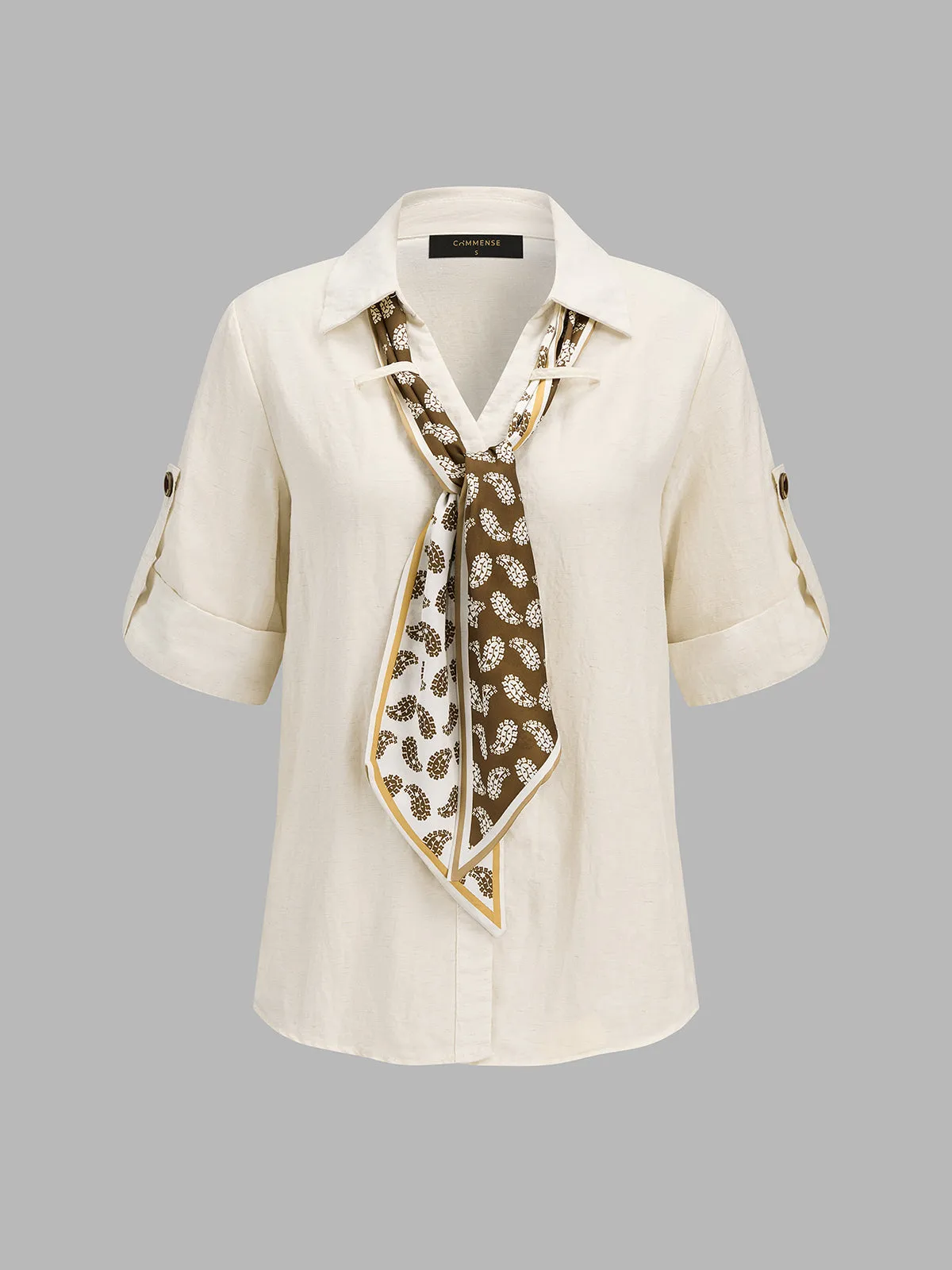 Paisley Scarf Tie Collared Shirt sold by COMMENSE product image thumbnail 2