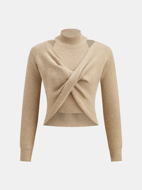 Twist Front Knit Two‑Piece Sweater made by COMMENSE