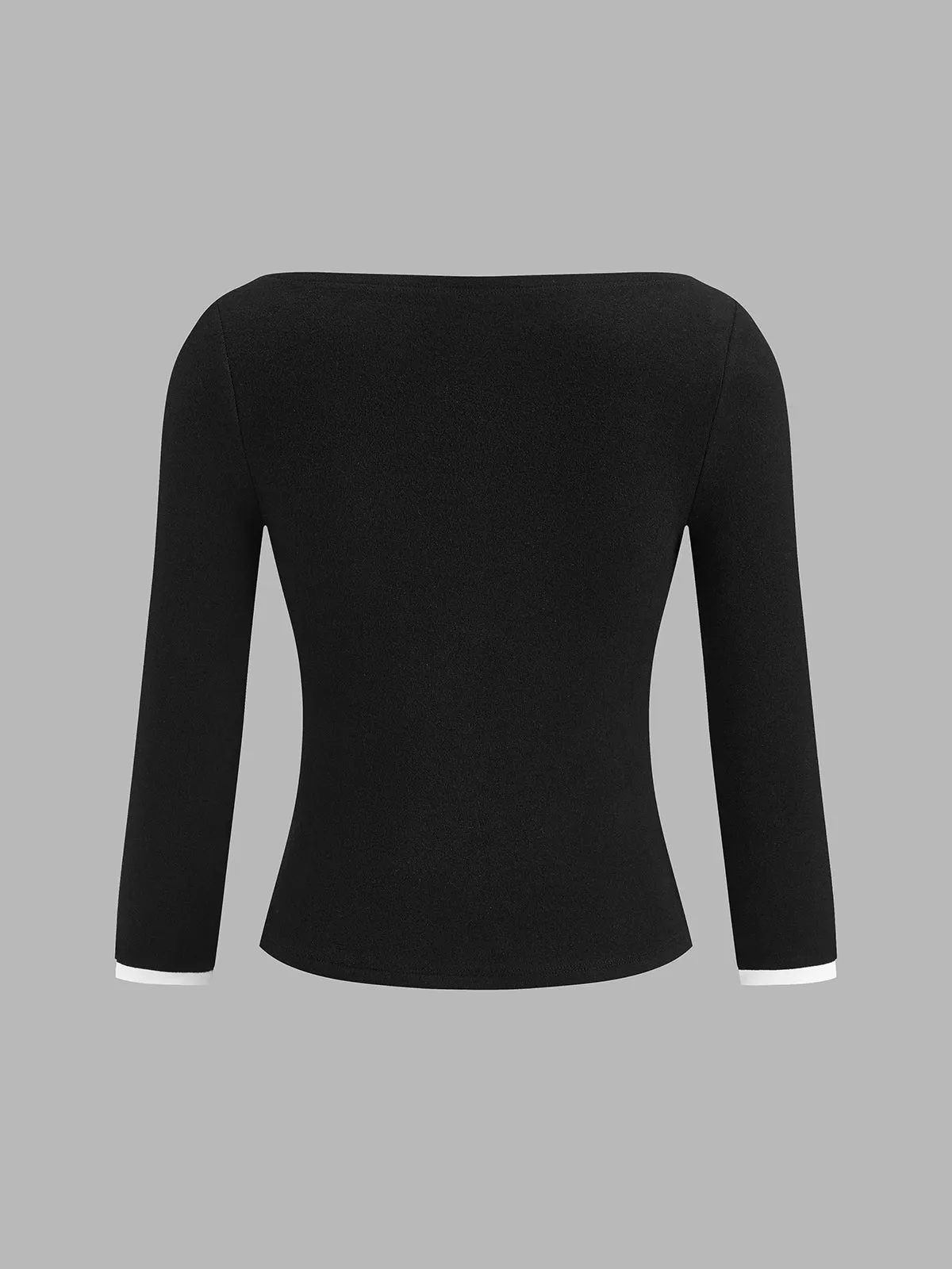 Warm‑Stretch Boat Neck 3/4 Sleeve Top sold by COMMENSE product image thumbnail 3