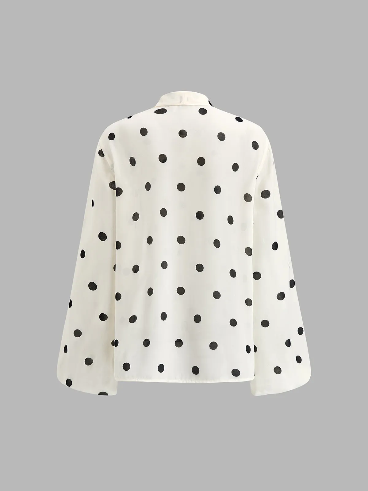 Bow Neck Polka Dot Lantern Sleeve Blouse sold by COMMENSE product image thumbnail 3