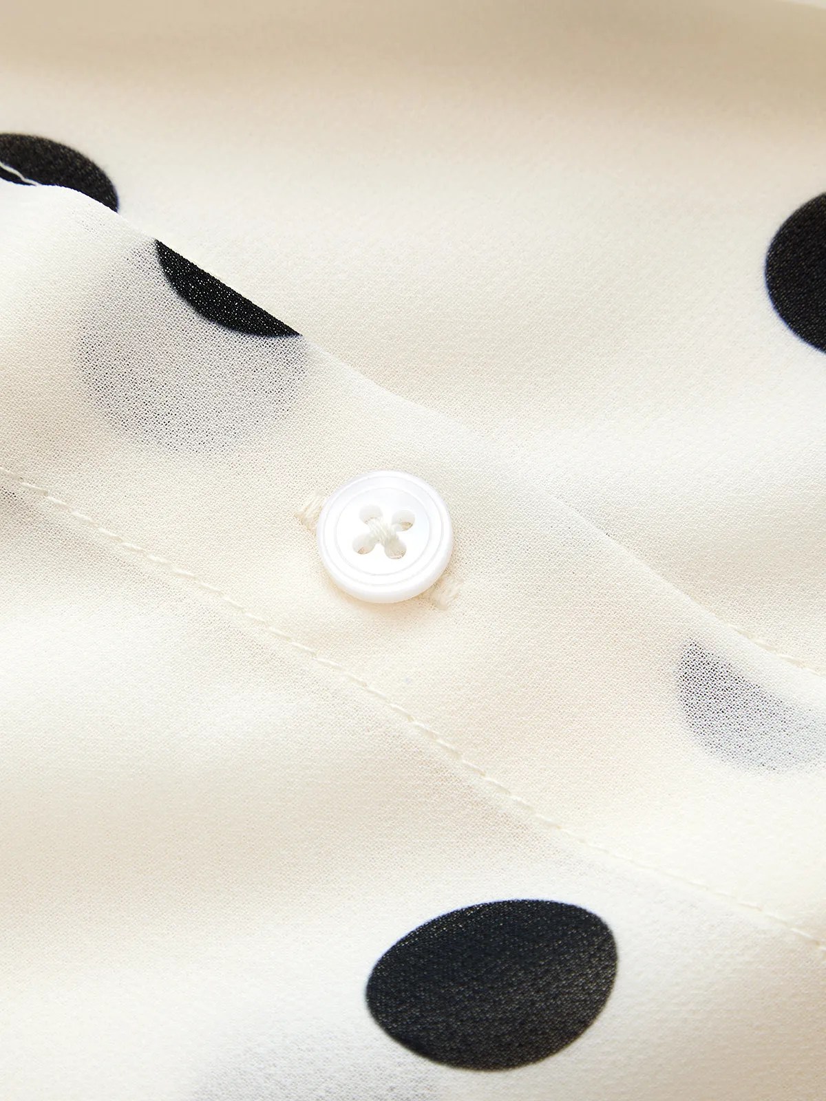 Bow Neck Polka Dot Lantern Sleeve Blouse sold by COMMENSE product image thumbnail 4