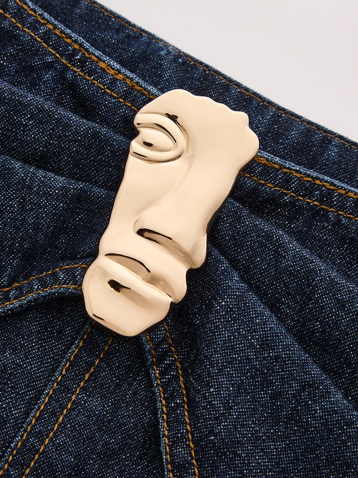 Decorative Buckle Twist Waist Straight Leg Jeans sold by COMMENSE product image thumbnail 4