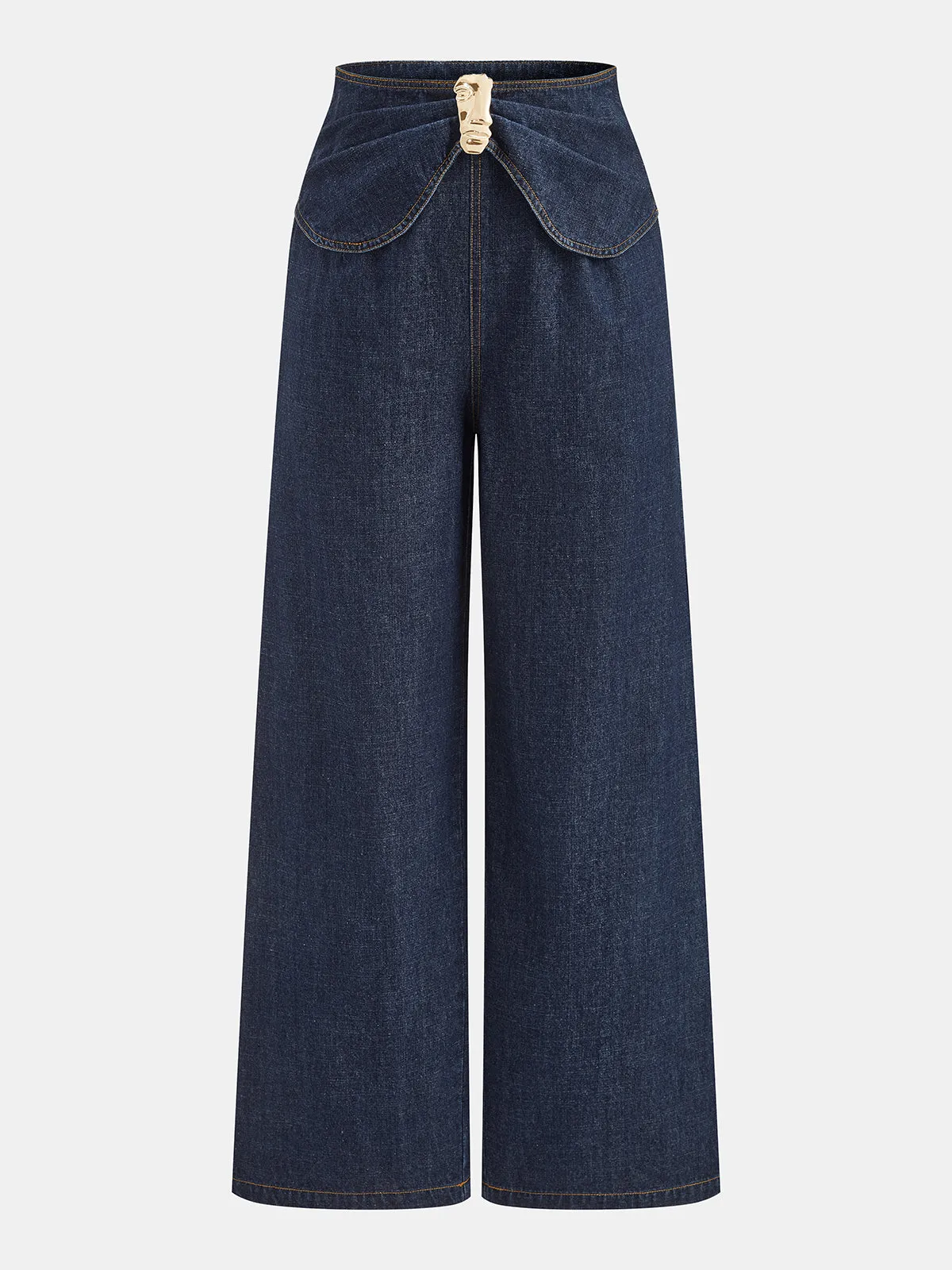 Decorative Buckle Twist Waist Straight Leg Jeans sold by COMMENSE product image thumbnail 2