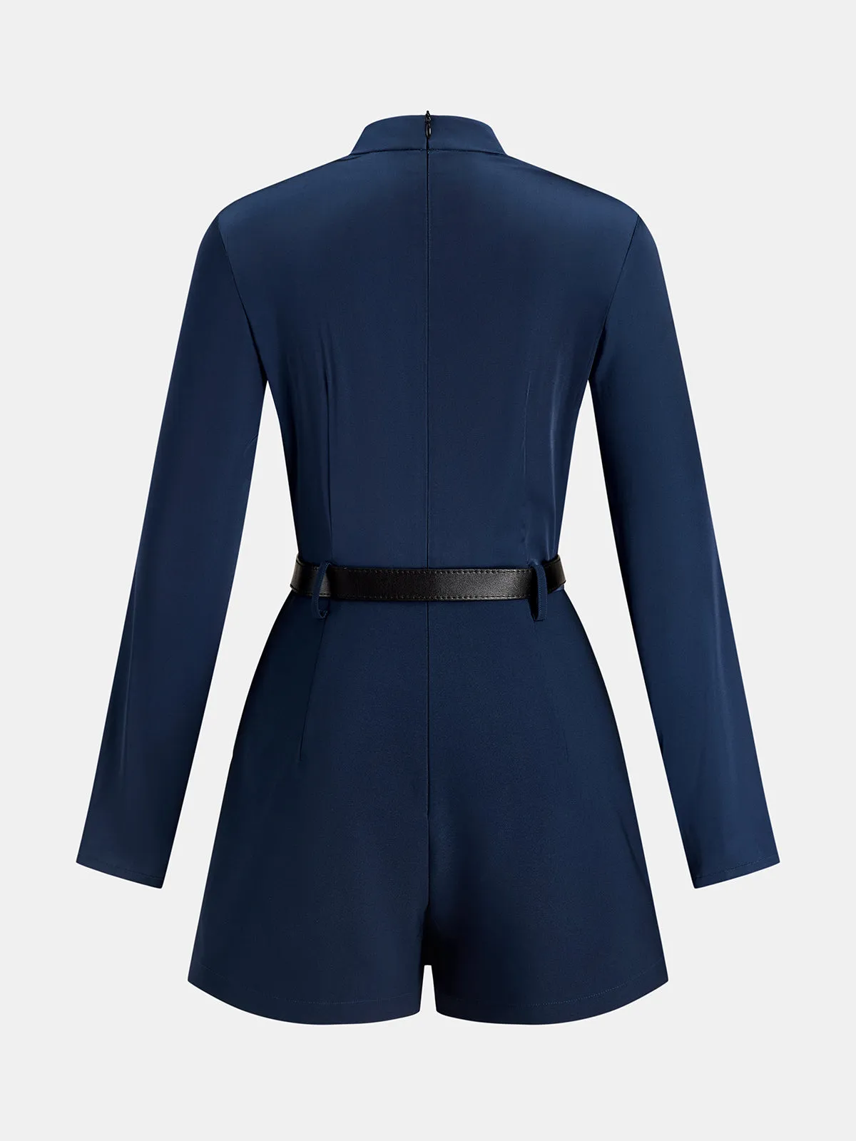 Asymmetric Collar Belted Long Sleeve Romper sold by COMMENSE product image thumbnail 2