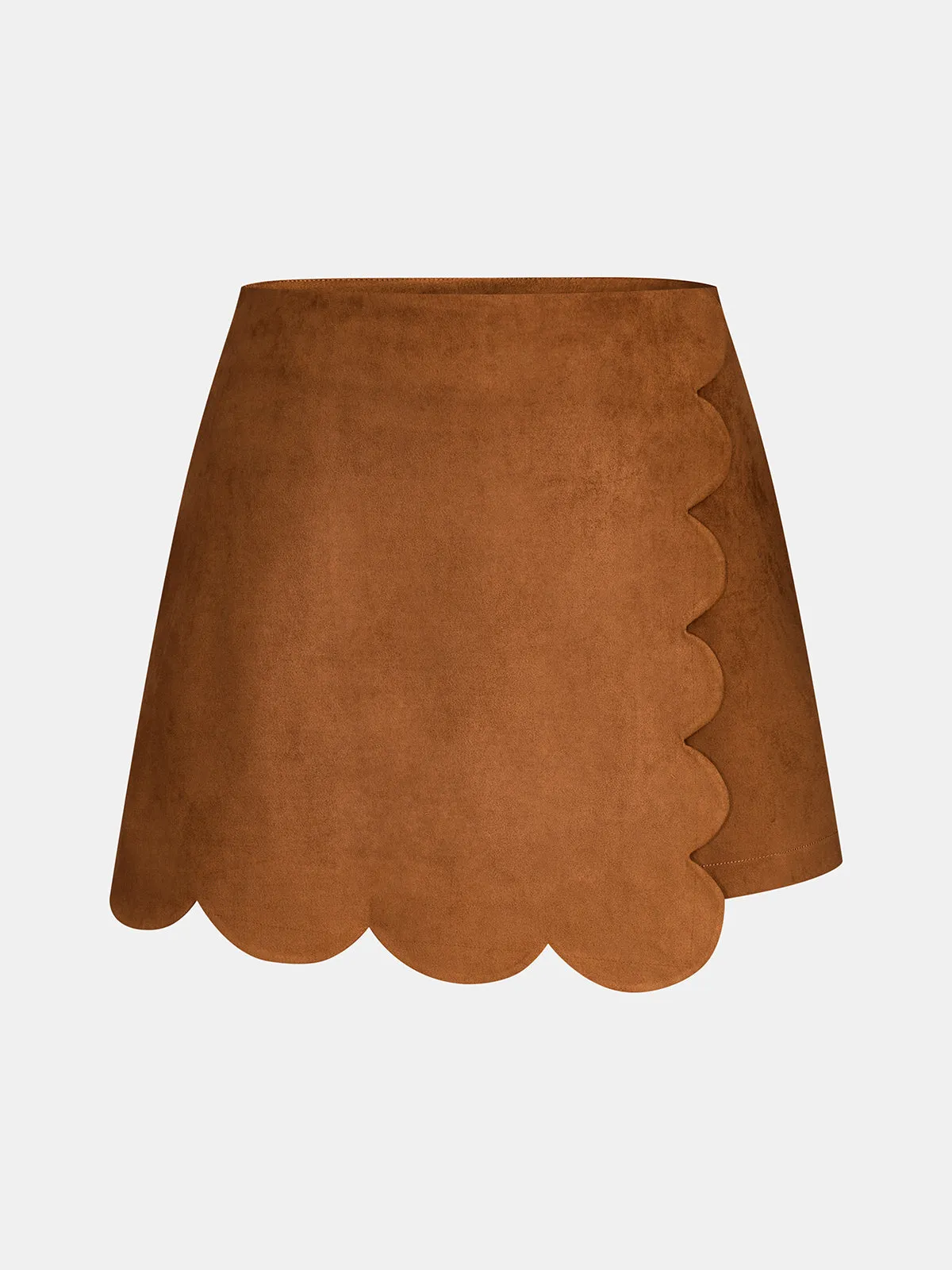 Scalloped Hem Suede Effect Skort sold by COMMENSE product image thumbnail 2
