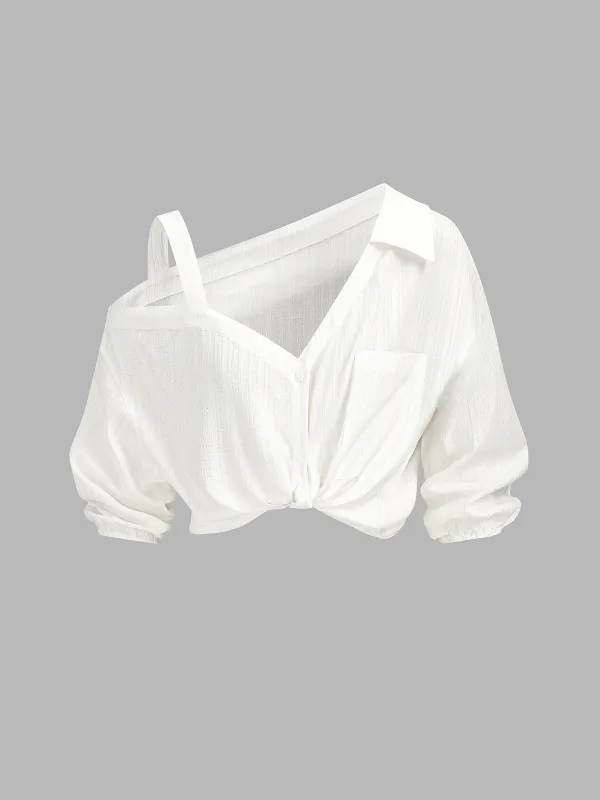 Asymmetric Cold‑Shoulder Shirt made by COMMENSE