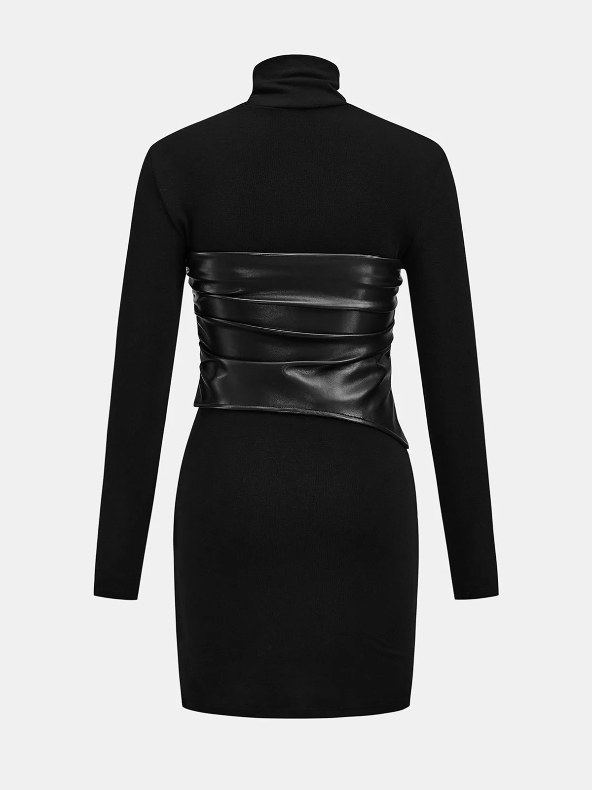 Faux Leather Tube Top Turtleneck Dress Set sold by COMMENSE product image thumbnail 2