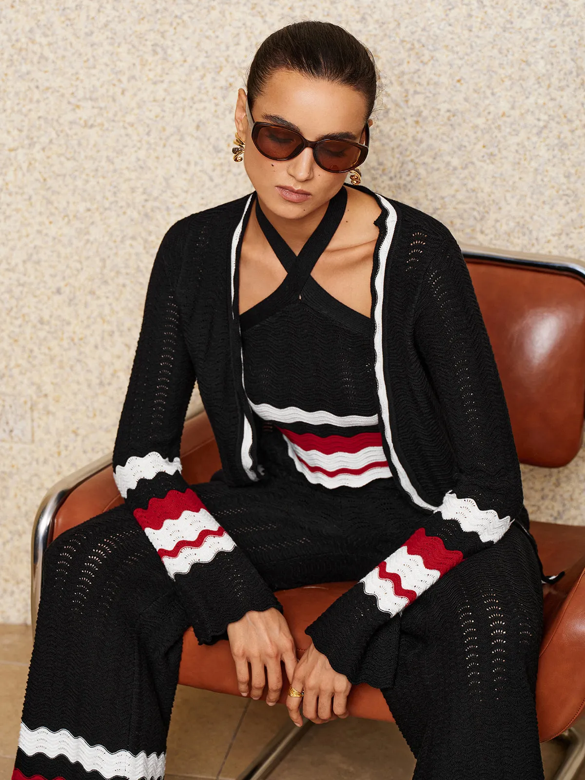 Color Block Wavy Knit Three Piece Outfit sold by COMMENSE product image thumbnail 2