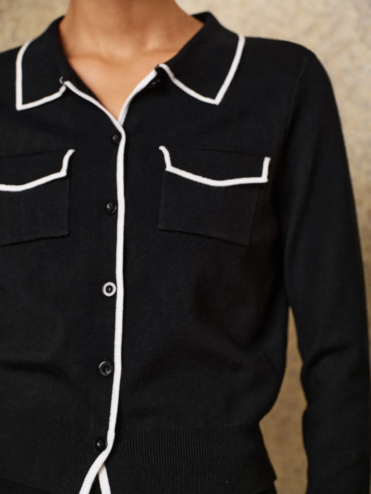 Contrast Piping Knit Co‑ord Set sold by COMMENSE product image thumbnail 3