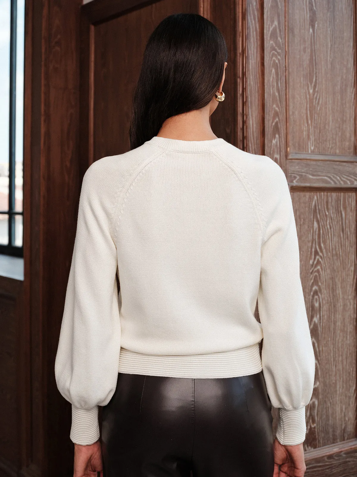 Horsebit Detail Lantern Sleeve Knit Sweater sold by COMMENSE product image thumbnail 5
