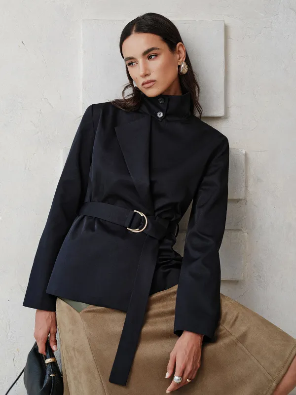 Reversible Collar Belted Trench Coat made by COMMENSE