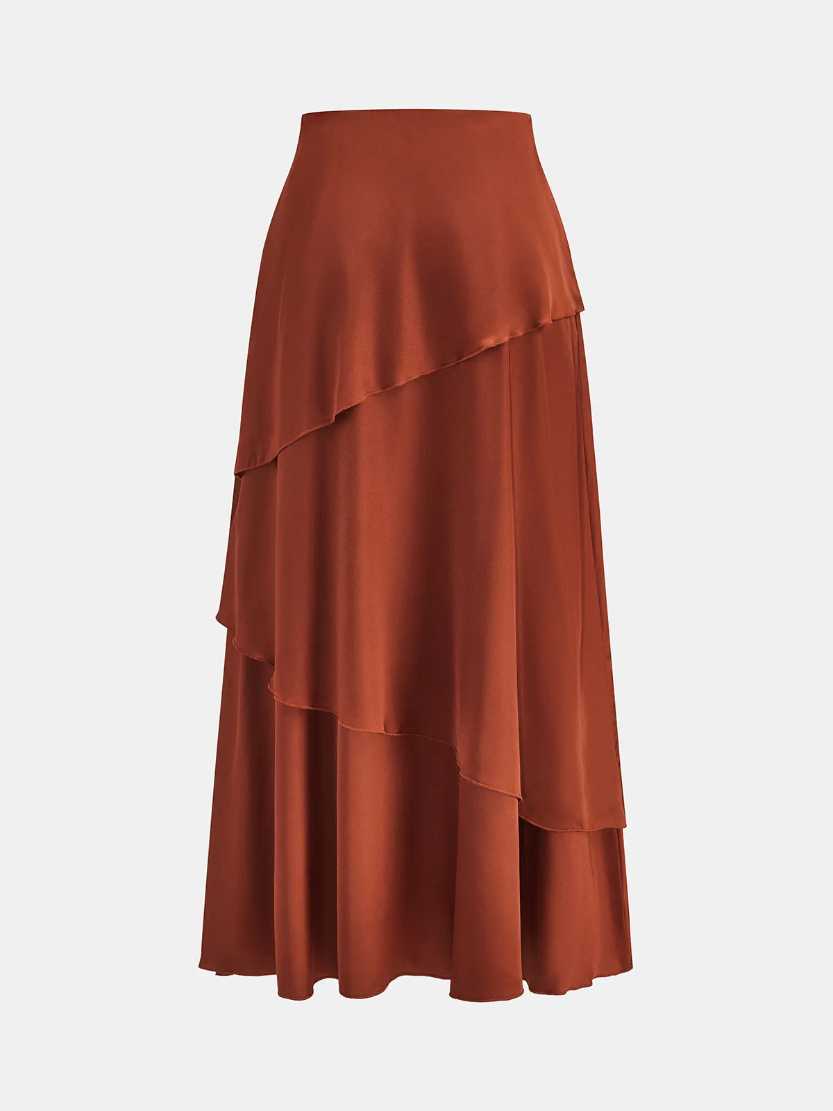 Asymmetric Layered Satin Maxi Skirt sold by COMMENSE product image thumbnail 3