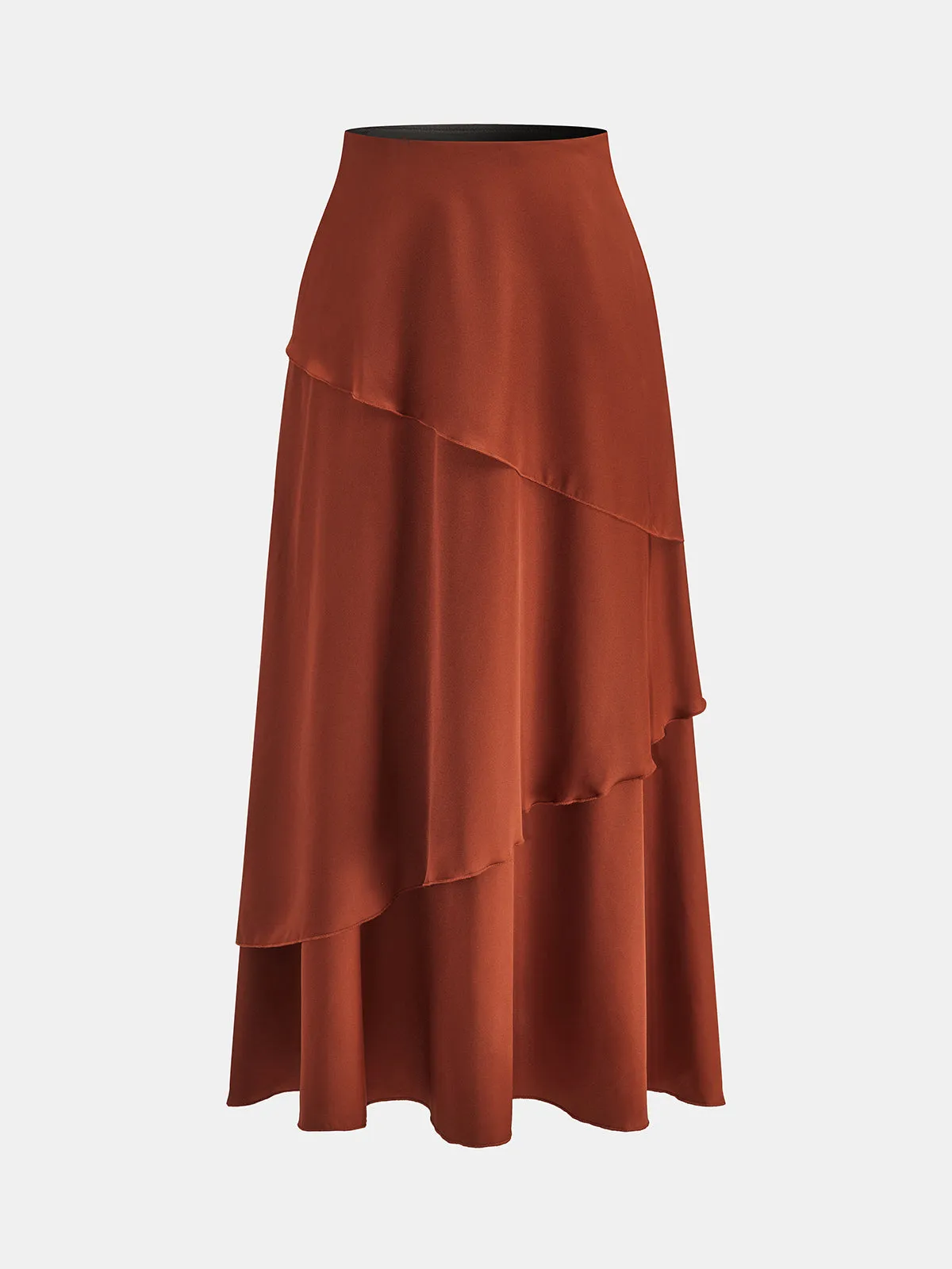 Asymmetric Layered Satin Maxi Skirt sold by COMMENSE product image thumbnail 2