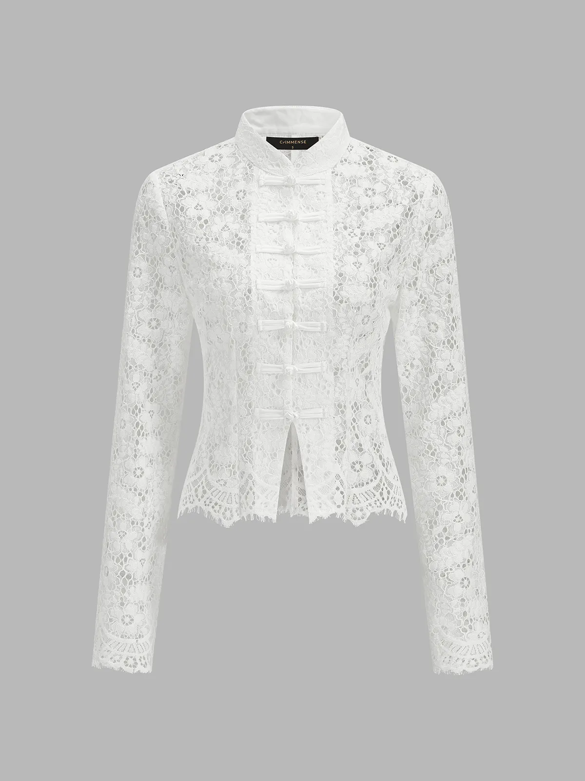 Mandarin Collar Lace Button-Up Top sold by COMMENSE product image thumbnail 2