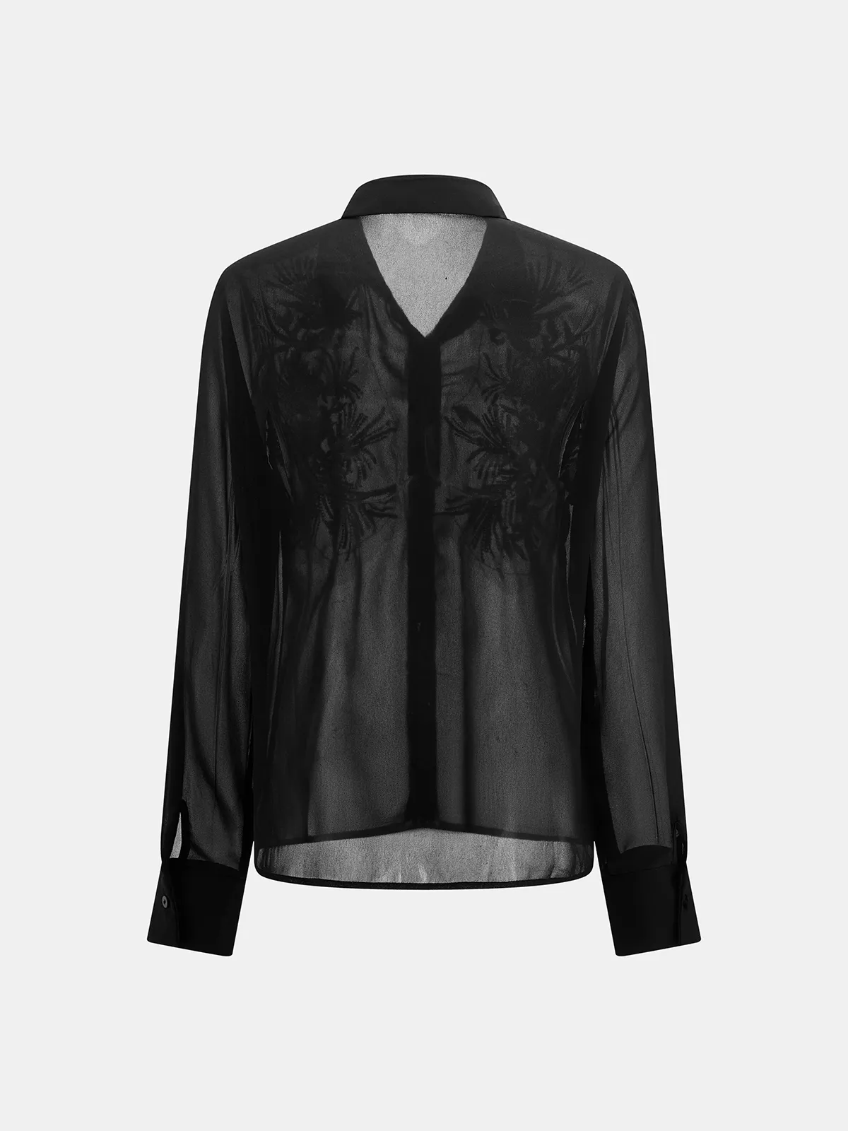 Sheer Beaded Embroidered Long Sleeve Shirt sold by COMMENSE product image thumbnail 3
