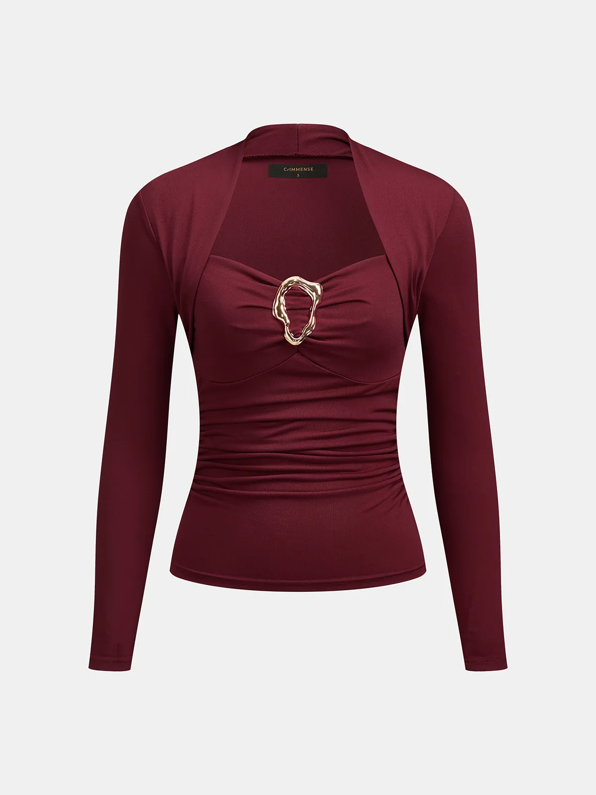 Metal Buckle Square Neck Fitted Top sold by COMMENSE product image thumbnail 2