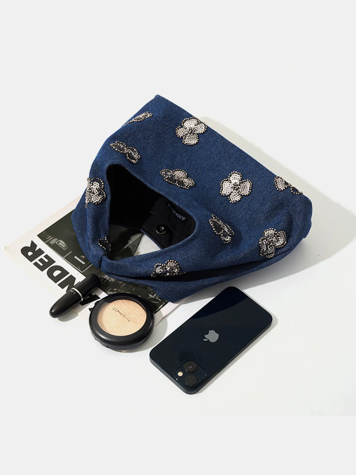 Sequined Floral Casual Tote Bag sold by COMMENSE product image thumbnail 3