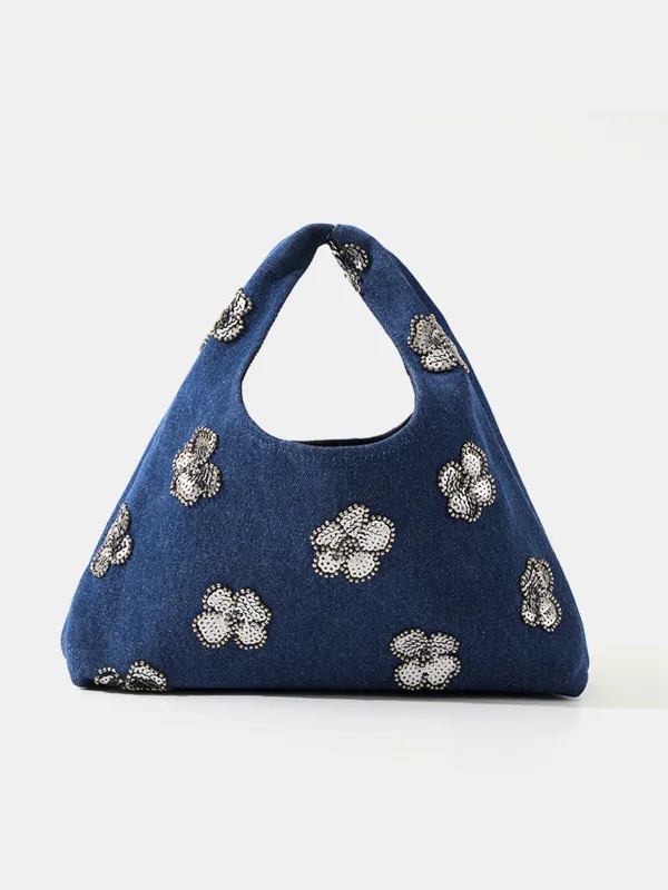 Sequined Floral Casual Tote Bag made by COMMENSE