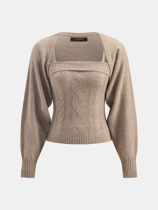 Cable‑Knit Cami & Shrug Knit Two‑Piece Set made by COMMENSE
