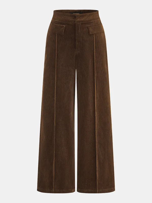 Front‑Seam Corduroy Wide‑Leg Pants made by COMMENSE