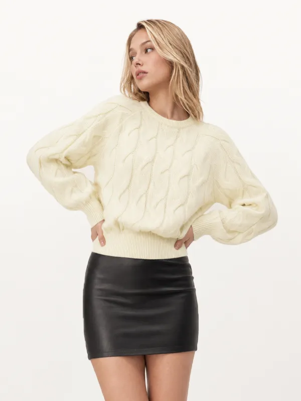 Cable‑Knit Crew Neck Wool Blend Sweater made by COMMENSE