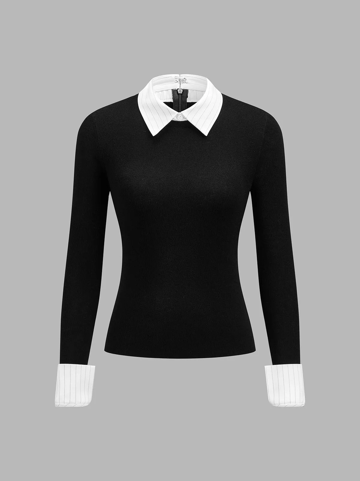 Wool Blend Fake Two‑Piece Knit Top sold by COMMENSE product image thumbnail 2