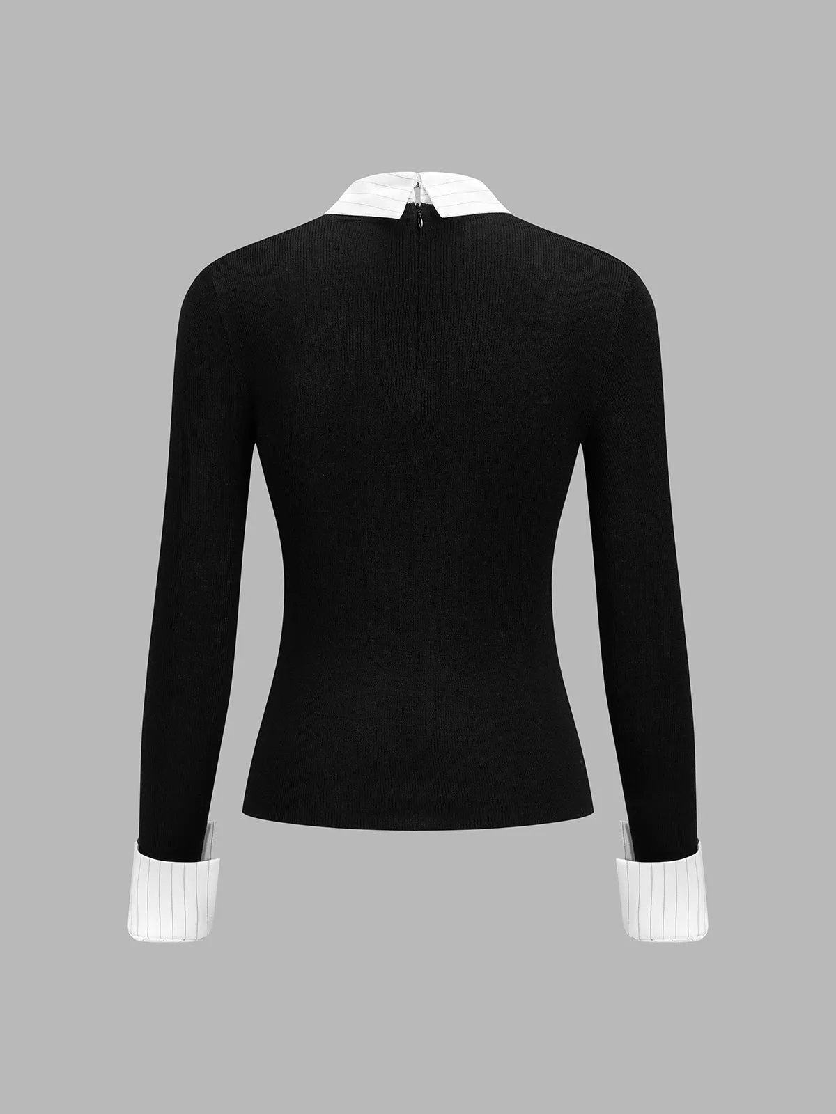 Wool Blend Fake Two‑Piece Knit Top sold by COMMENSE product image thumbnail 3