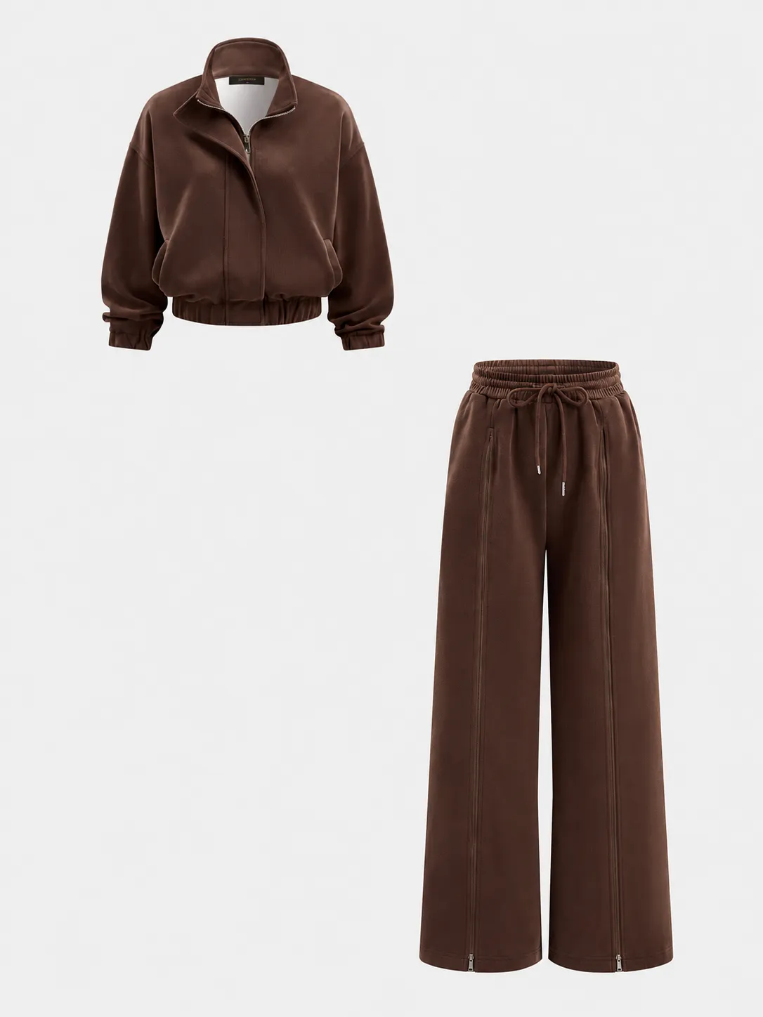 Casual Zip‑Hem Contrast Lining Co‑ord Set sold by COMMENSE