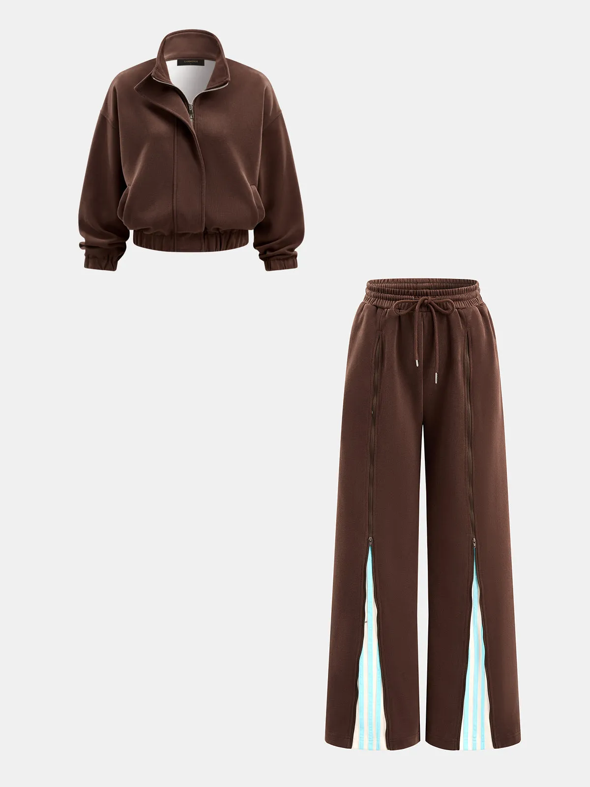 Casual Zip‑Hem Contrast Lining Co‑ord Set sold by COMMENSE product image thumbnail 2