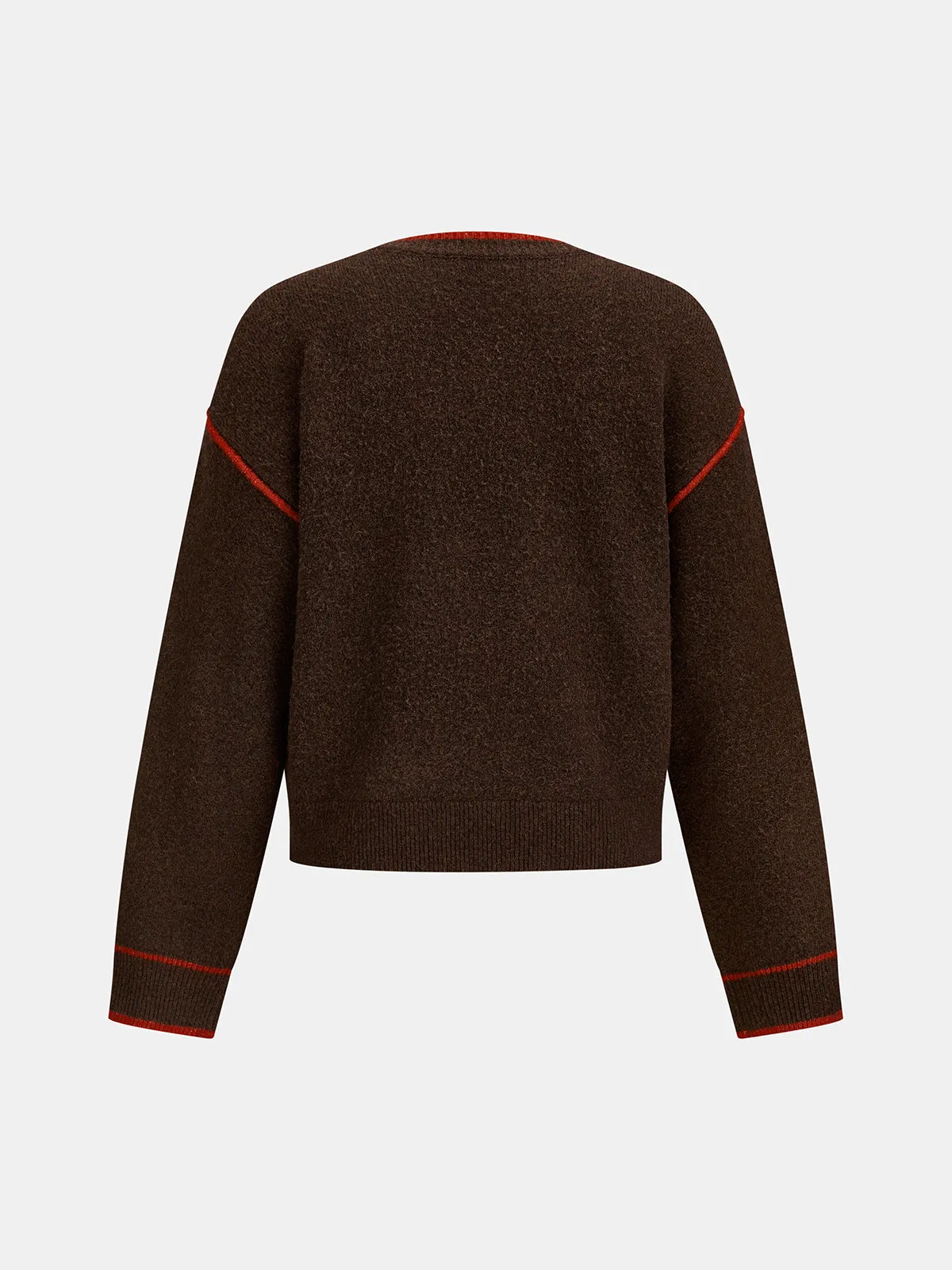 Contrast Stitch Crew Neck Knit Sweater sold by COMMENSE product image thumbnail 3