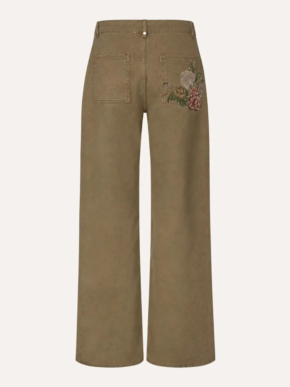 Back Floral Embroidered Wide‑Leg Jeans sold by COMMENSE product image thumbnail 4