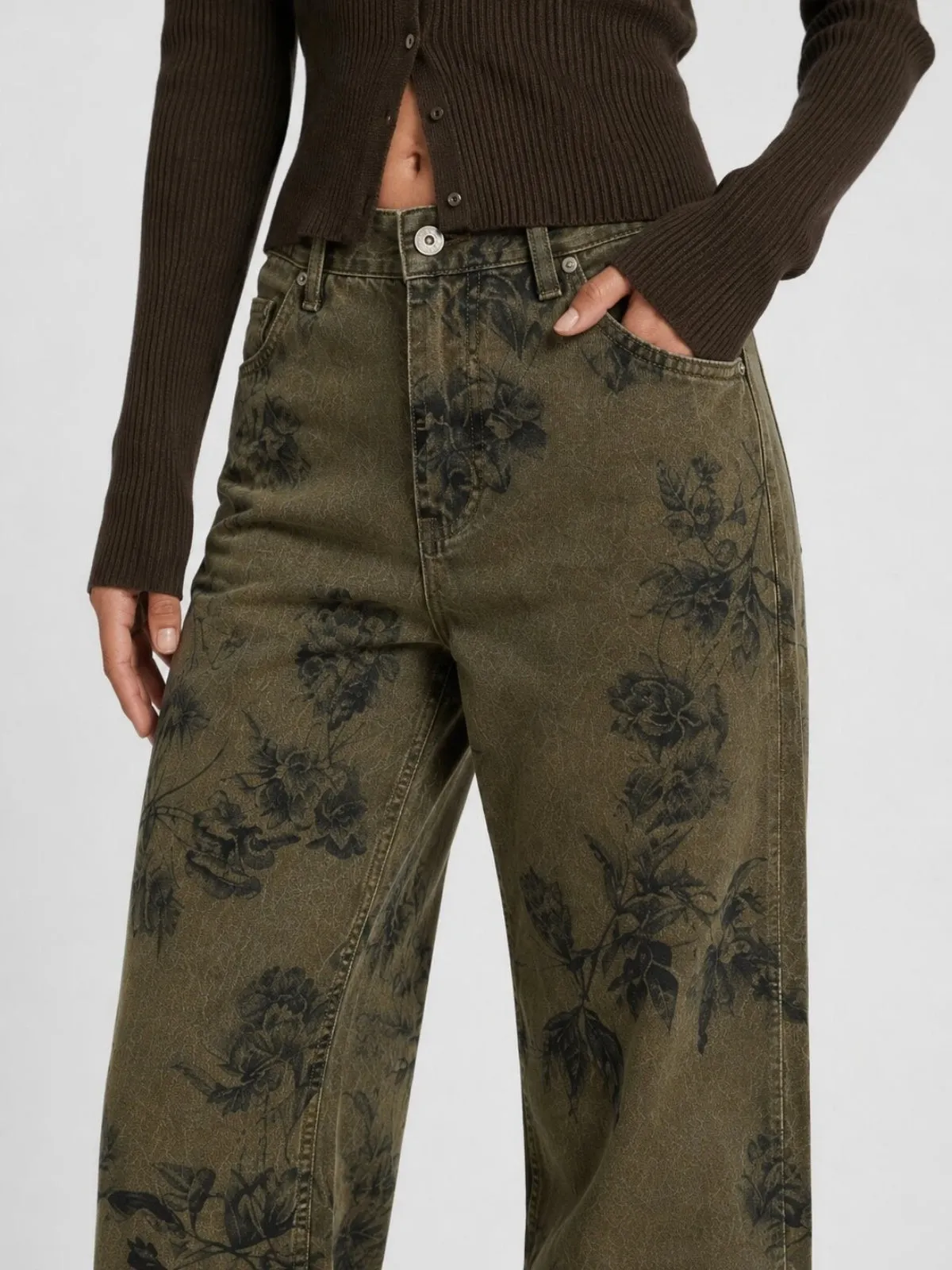 Vintage Floral Straight Leg Jeans sold by COMMENSE product image thumbnail 2