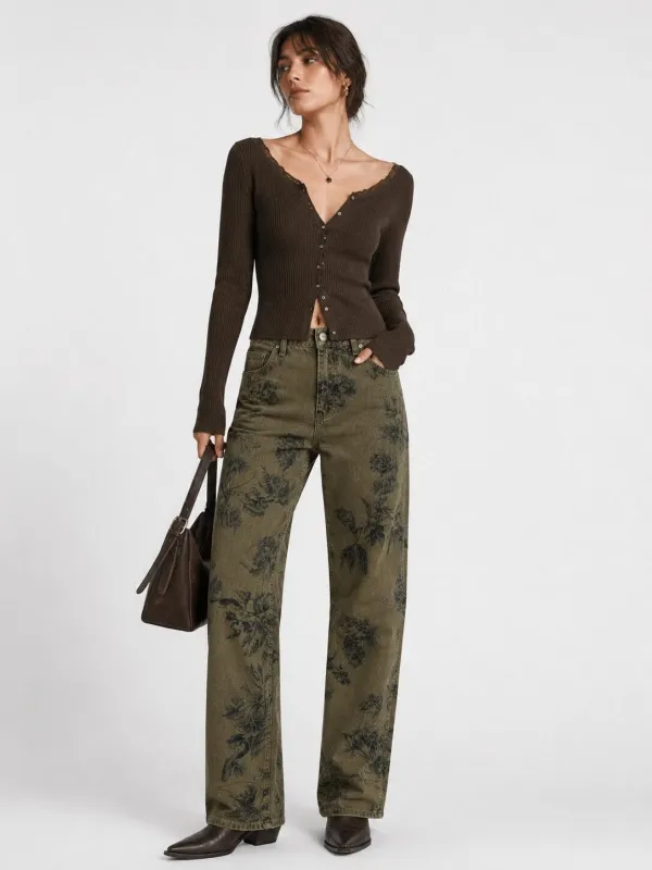 Vintage Floral Straight Leg Jeans made by COMMENSE