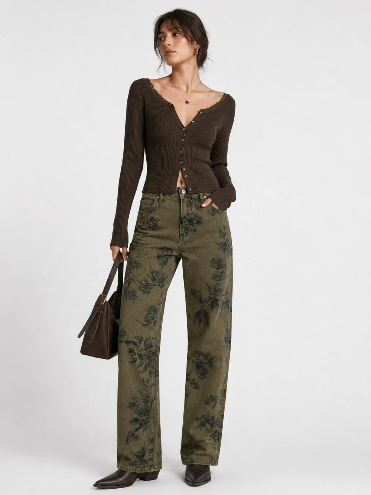 Vintage Floral Straight Leg Jeans sold by COMMENSE