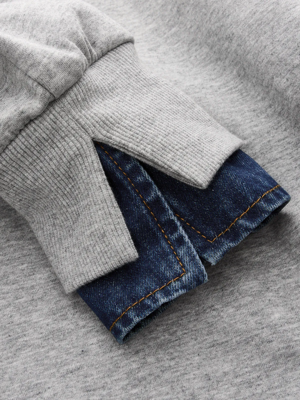 Two‑Way Denim Cuff Off‑Shoulder Sweatshirt sold by COMMENSE product image thumbnail 4
