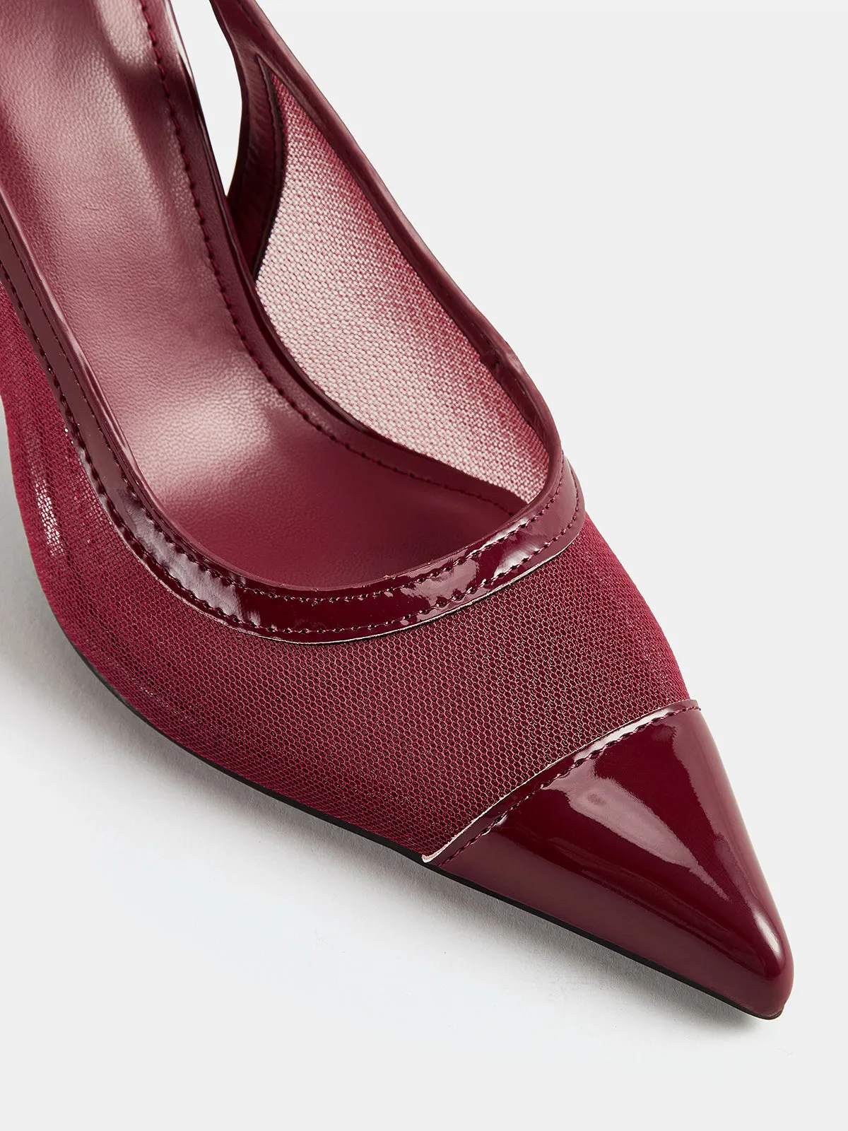 Chain Mesh Pointed Toe Slingback Pumps sold by COMMENSE product image thumbnail 4