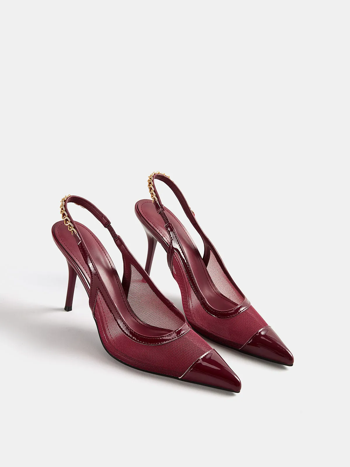 Chain Mesh Pointed Toe Slingback Pumps sold by COMMENSE product image thumbnail 2