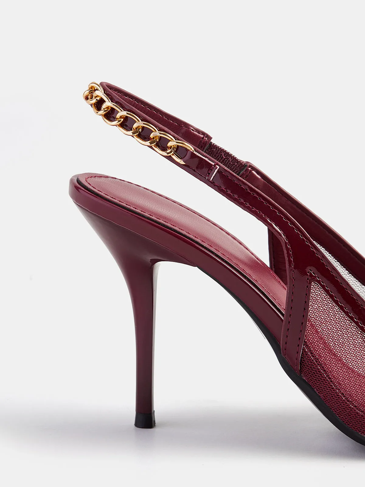 Chain Mesh Pointed Toe Slingback Pumps sold by COMMENSE product image thumbnail 3