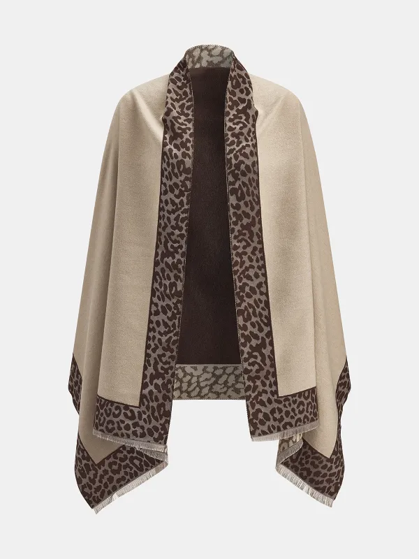Leopard Print Fringed Shawl made by COMMENSE