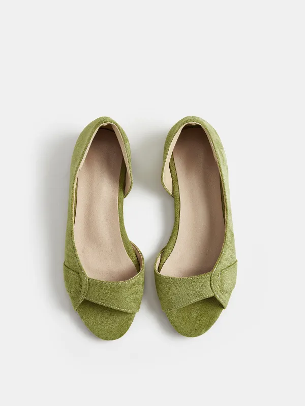 Casual Peep Toe Cut Out Flats made by COMMENSE