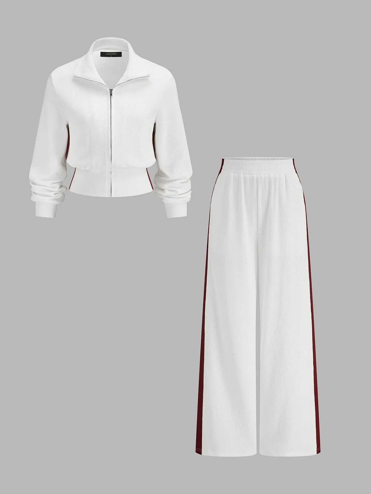 Contrast Side Trim Ribbed Casual Set sold by COMMENSE product image thumbnail 3
