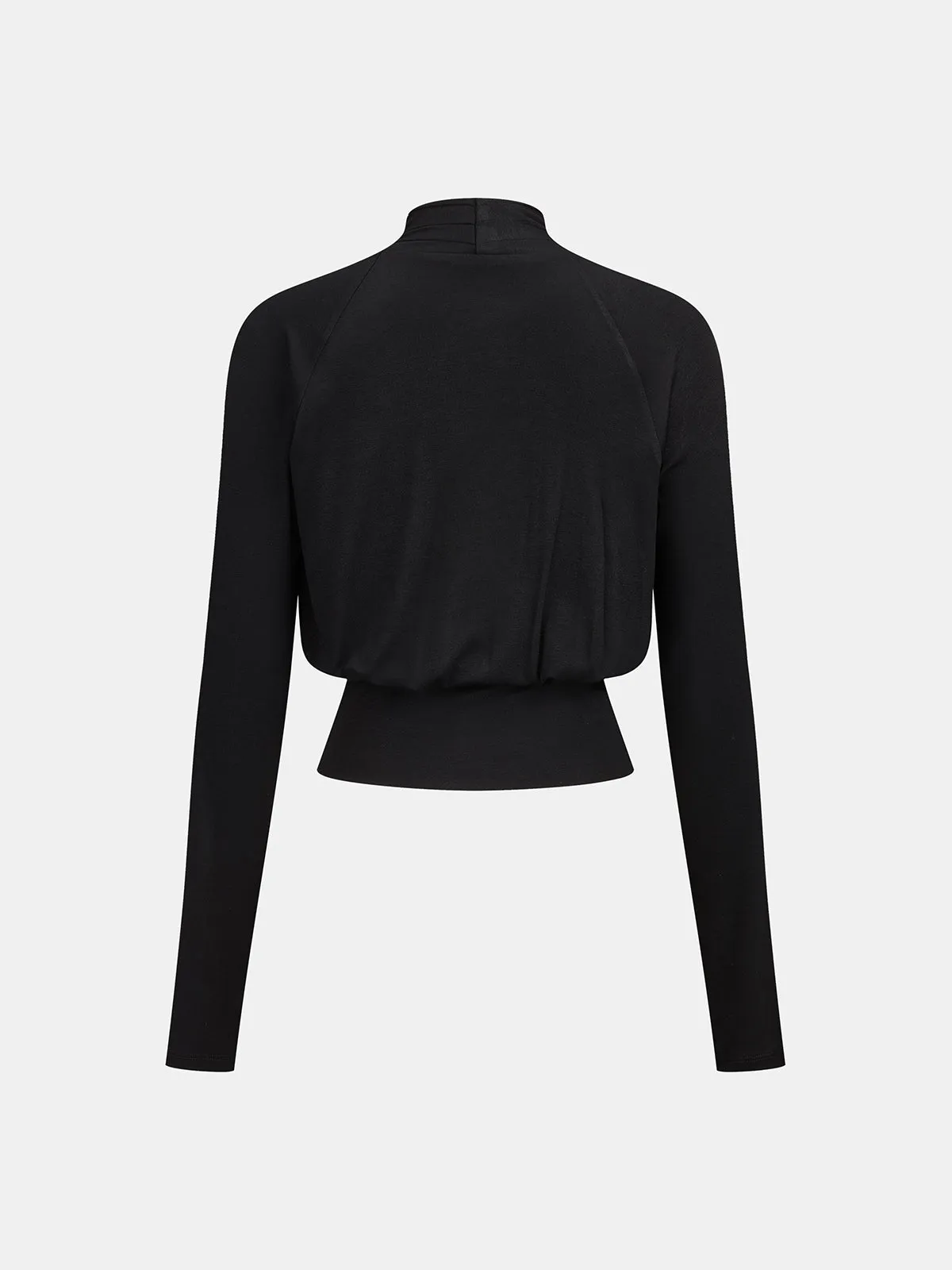 Wrap Cross Long Sleeve Crop Top sold by COMMENSE product image thumbnail 4