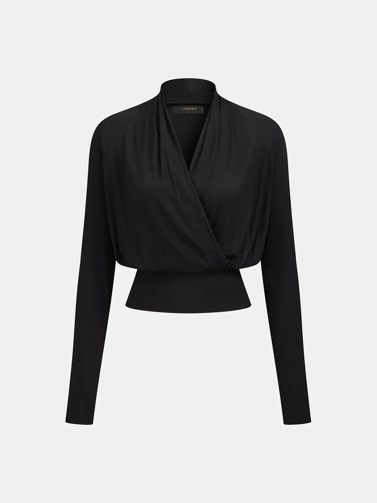 Wrap Cross Long Sleeve Crop Top sold by COMMENSE product image thumbnail 3