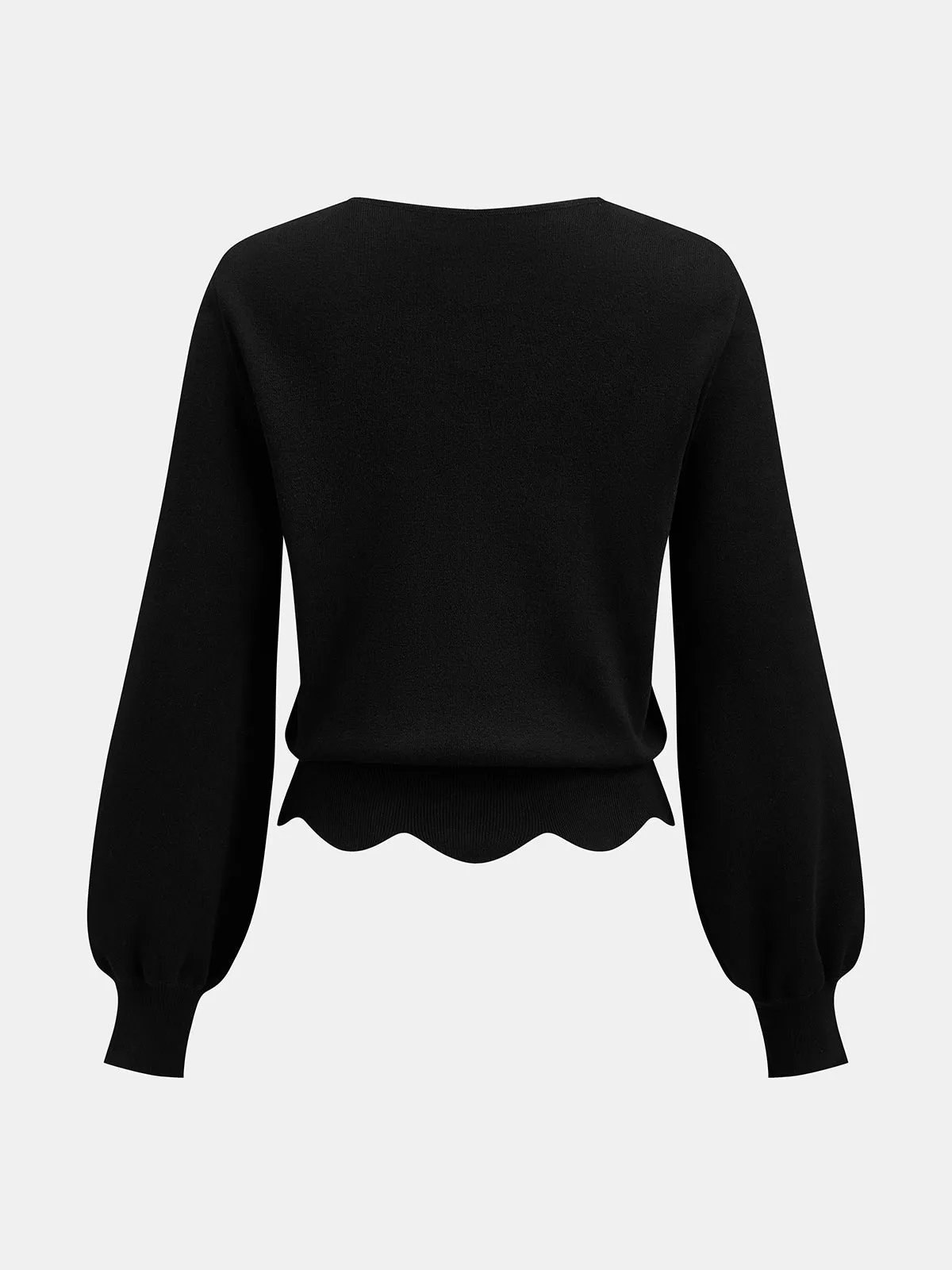 Scalloped Hem V‑Neck Knit Top sold by COMMENSE product image thumbnail 3