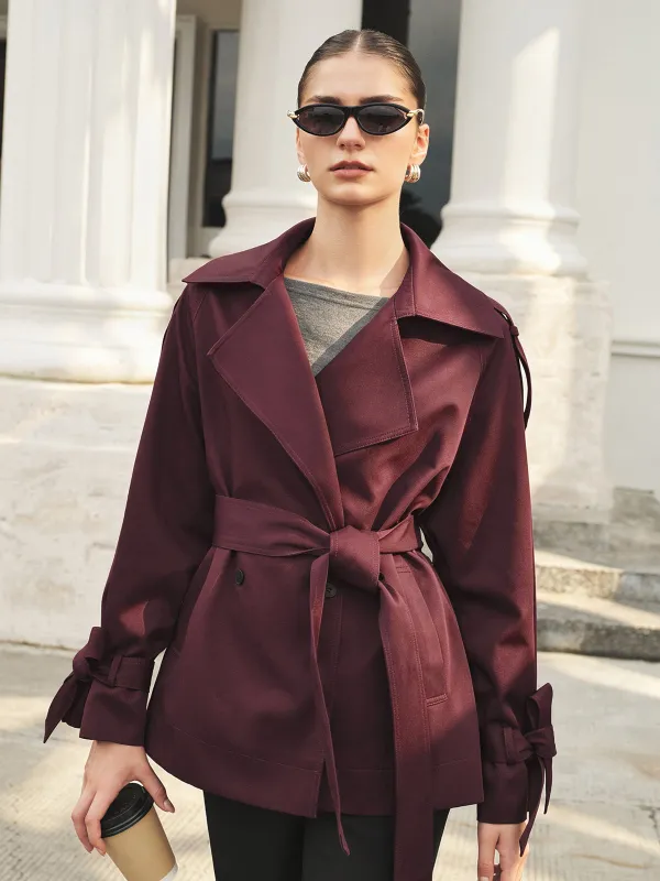 Belted Double‑Breasted Trench Coat made by COMMENSE