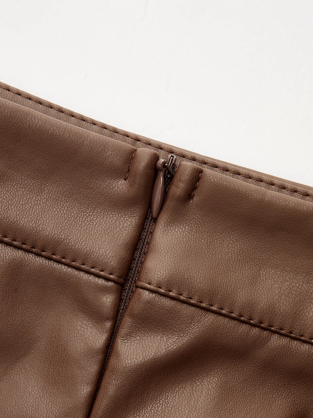 Faux‑Leather Front‑Slit Midi Mermaid Skirt sold by COMMENSE product image thumbnail 4