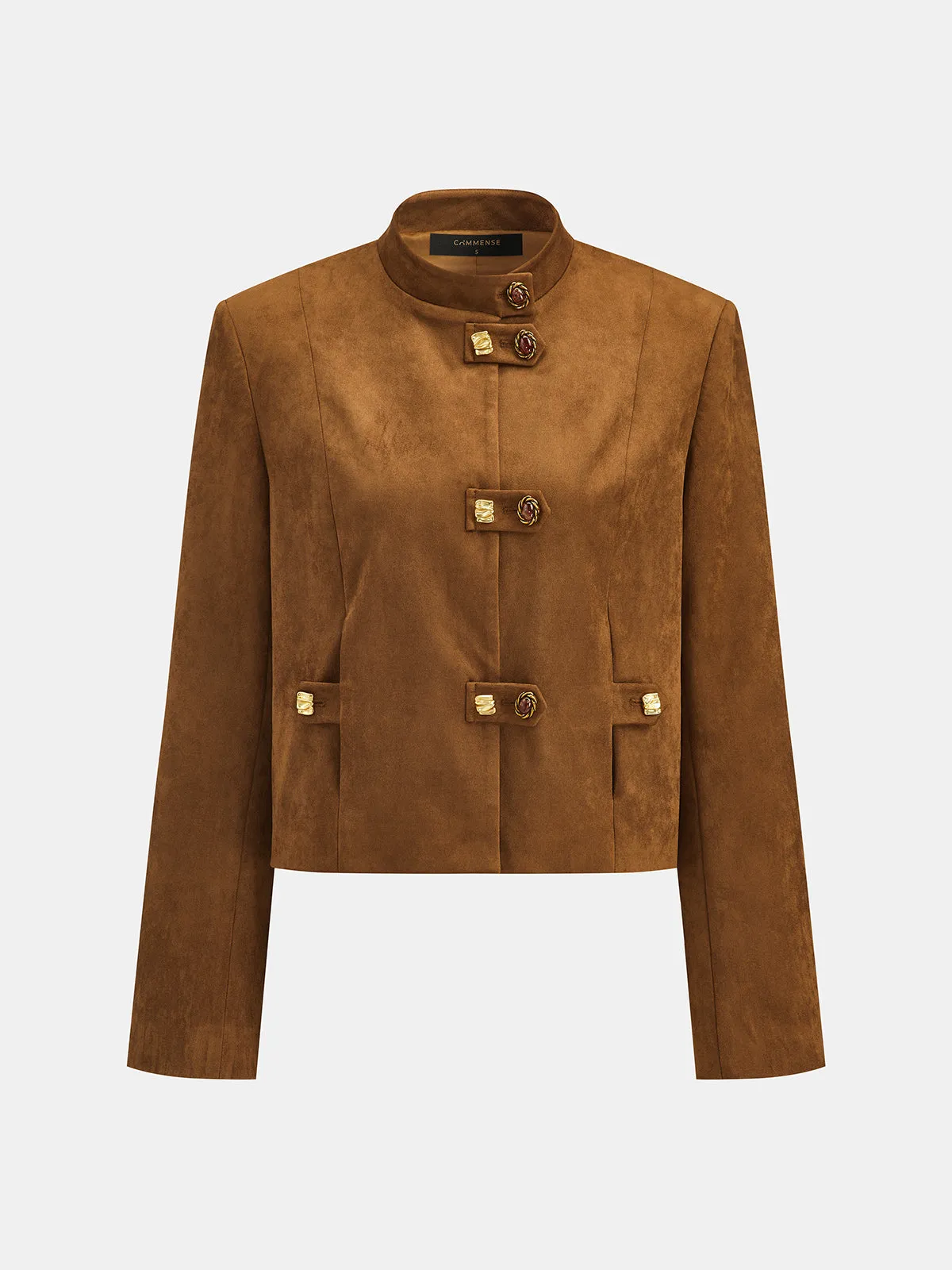 Metal Frog Button Faux Suede Jacket sold by COMMENSE product image thumbnail 2