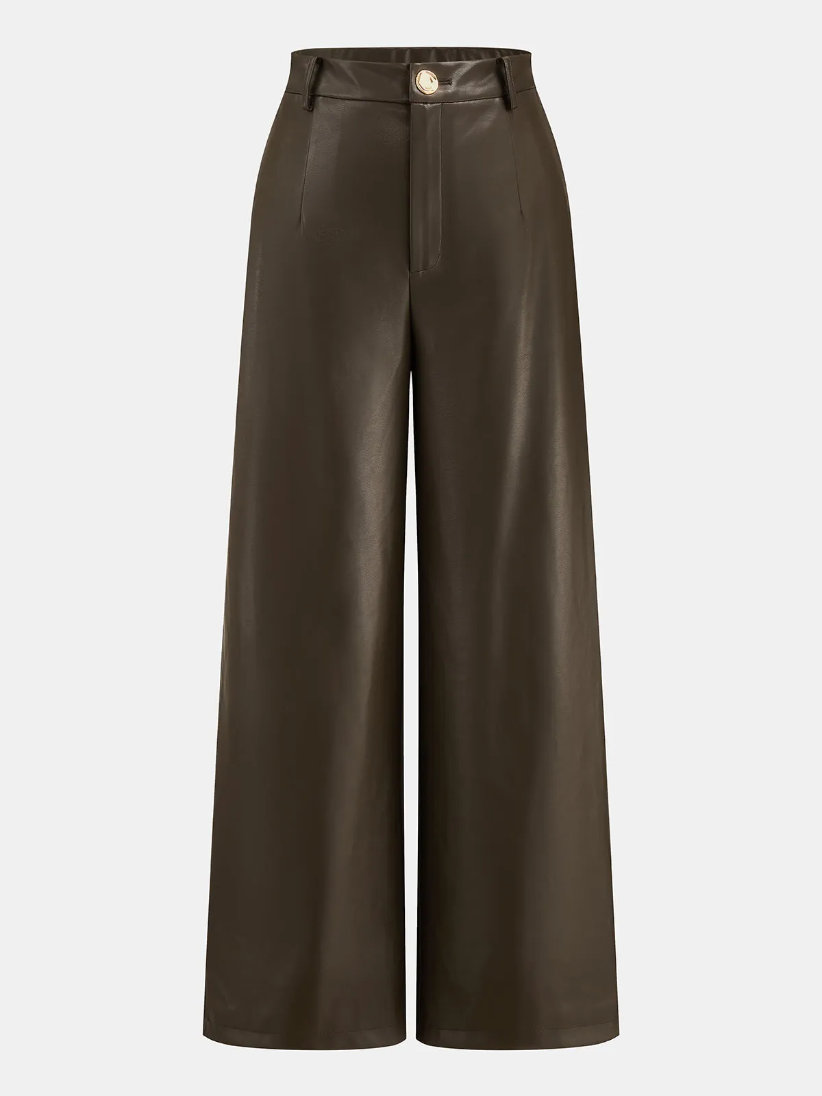 High Waist Faux Leather Wide Leg Pants sold by COMMENSE product image thumbnail 2